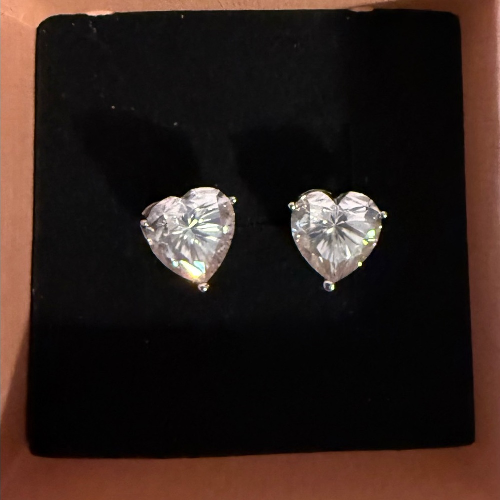 3 Carat Certified GRA Moissanite Heart-Shaped Silver Stud Earrings